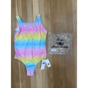 NWT Angel Season Girls One Piece Rainbow Swimsuit 9-10y